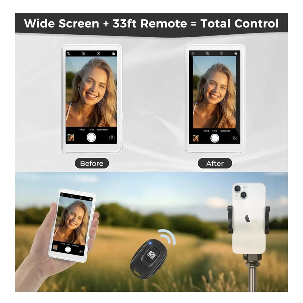 Wireless Selfie Monitor Screen for iPhone & Android，1800mAh with Bluetooth